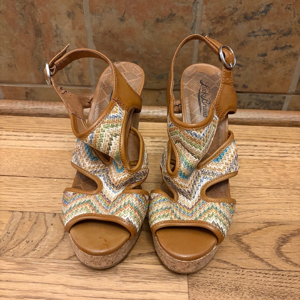 Lucky Brand Riedel 2 Shoes Multicolor Platform Cork Wedge - Picture 5 of 9